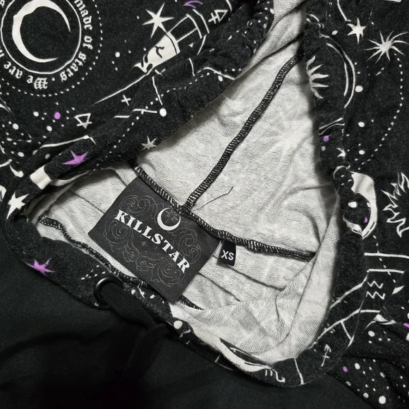Killstar Nebula Black and White Celestial Cropped Hoodie - Picture 2 of 4